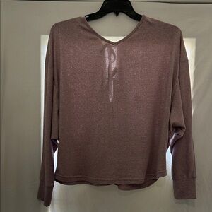 SHEIN Mauve V-Neck Long Sleeve Sweater